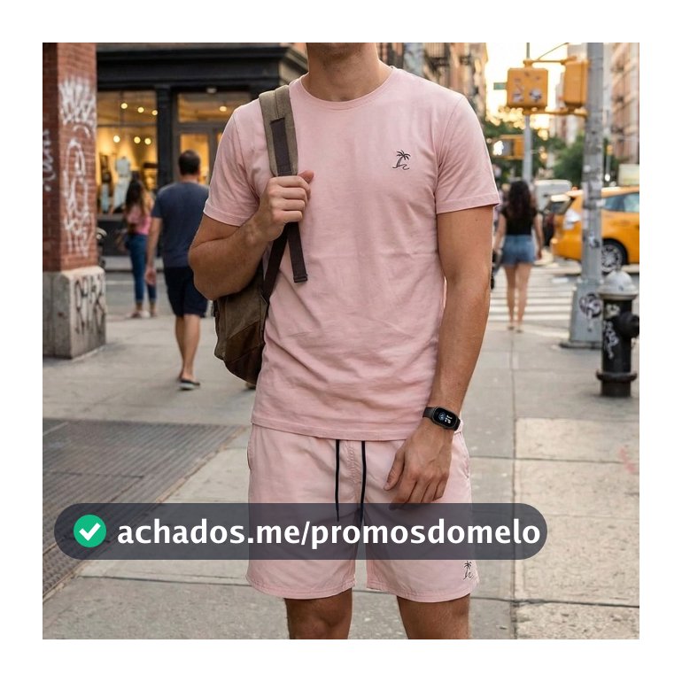 Kit Camiseta Masculina + Short Tactel Várias Cores Coqueiro Praia + Brinde