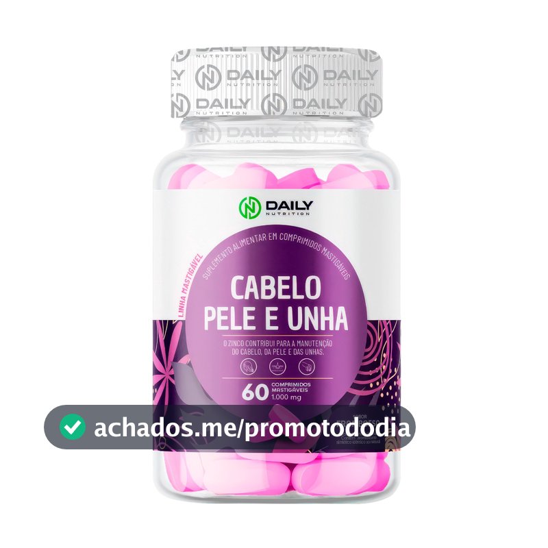 Cabelo Pele Unha Mastigavel c/ Vitaminas Zinco Biotina Acido Hialurônico Framboesa Original