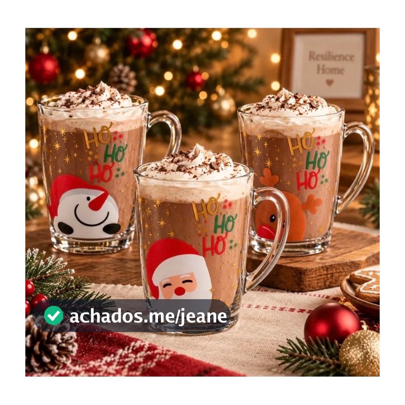 Kit 3 Canecas Natalinas Papai Noel Rena Boneco De Neve