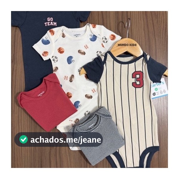 Kit Body Carters Manga Curta Bebê RN ao 24M