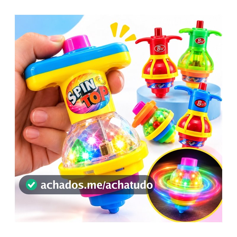Kit 30 Pião Com Lancador Luz Led Lembrancinha Festa Infantil Brincadeira Criança Pronta Entrega