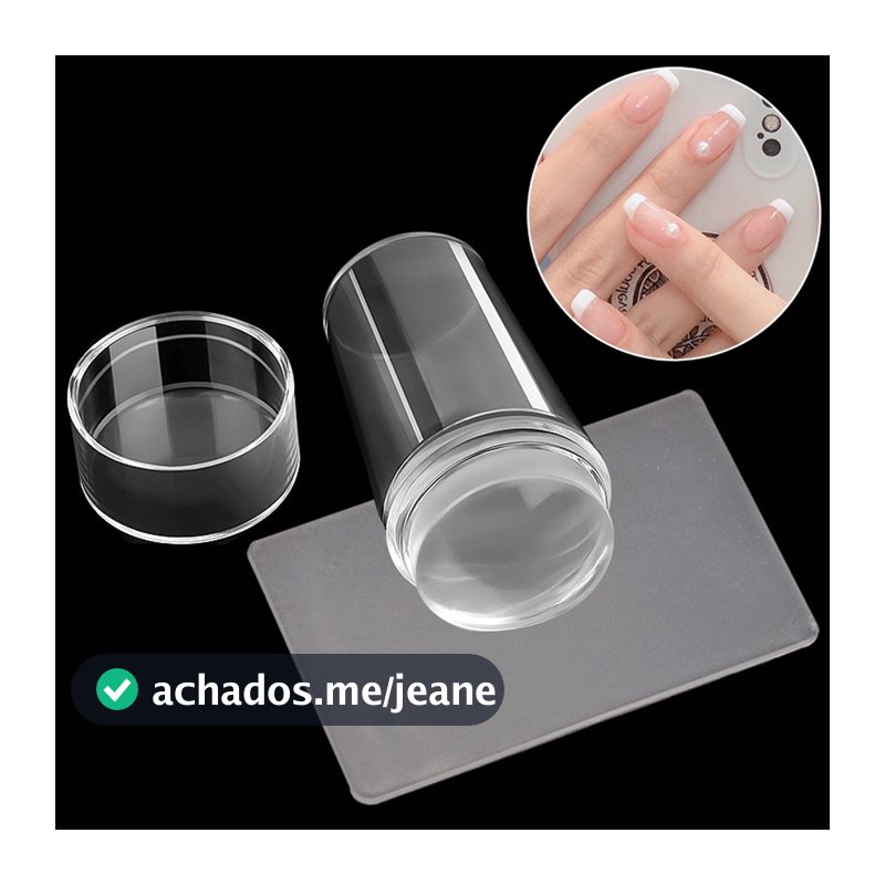 Carimbo De Unha Grande Silicone Transparente Nailart Para Francesinha