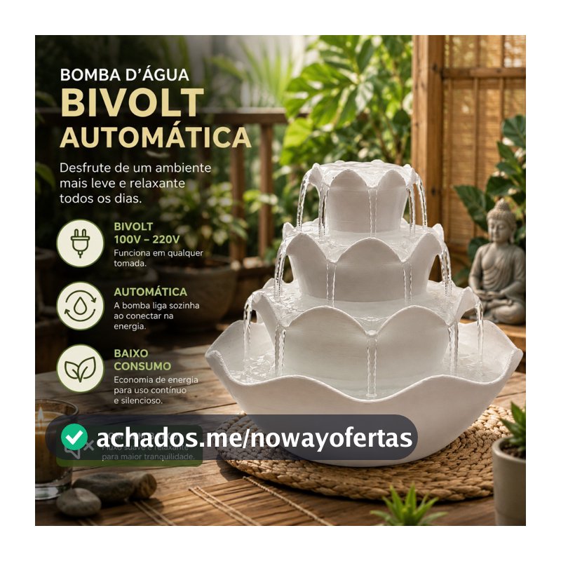 FONTE DE ÁGUA CHAFARIZ BIVOLT CASCATA DECORATIVA