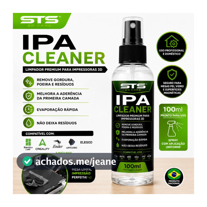 Limpador IPA Cleaner Impressora 3D 100ml Limpeza Mesa PEI BuildTak