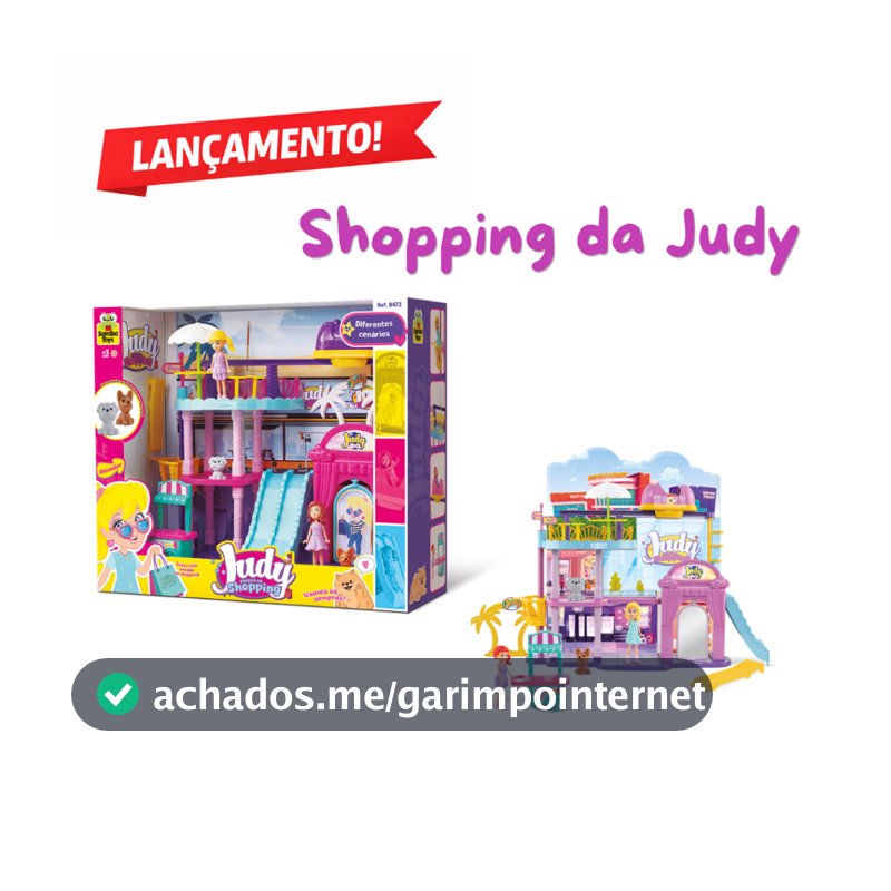 Playset Judy Shopping Completo com Escorregador, Boneca e Pet Brinquedo Infantil +3 Anos Samba Toys