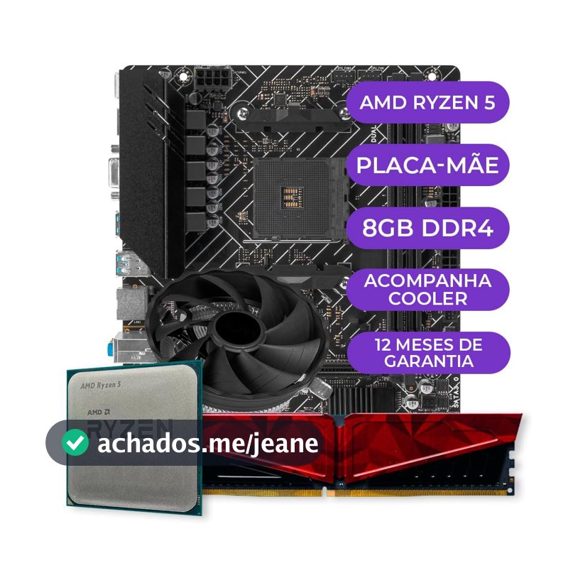 Kit Upgrade Gamer, AMD Ryzen 5 3400G + B450M + 8GB DDR4