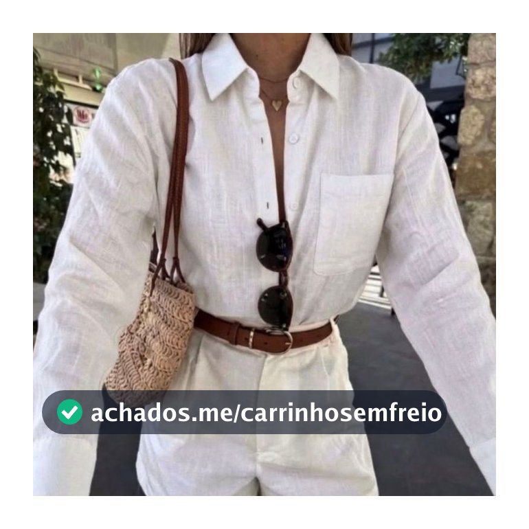 Camisa Feminina De Linho Social Com Botão Manga Longa Com Bolsos
