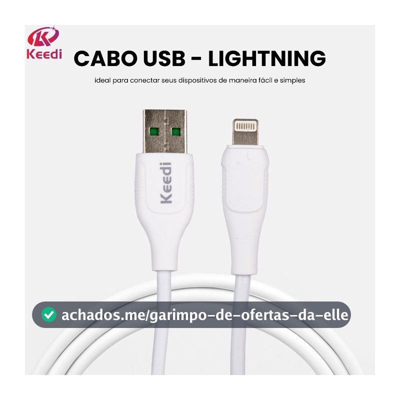 Cabo Universal USB 1M Keedi Lightning V8 Tipo C