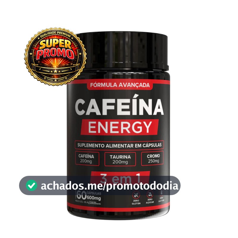 Cafeína Taurina e Cromo + Energia, Foco e Performance Máxima - 60 Cápsulas Envio Imediato