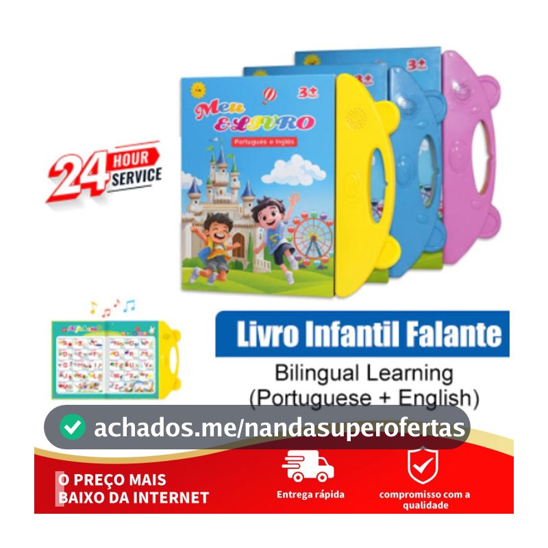 Livro Educativo Infantil Bilíngue com Toque e Som, Ilustrado e Interativo em Português e Inglês Livro Interativo com Som