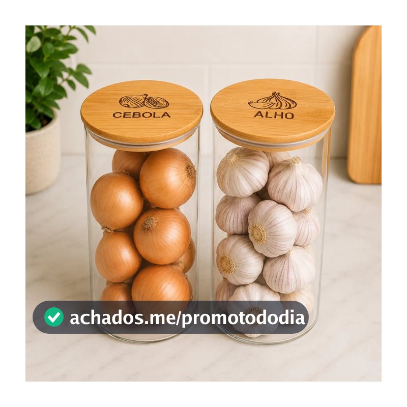 Kit Potes Alho Cebola Sal E Pimenta Organizador Cozinha Tampa De Bambu Transparente Porta Mantimentos Decorativo Cozinha