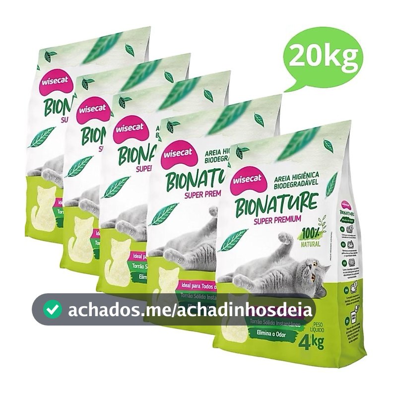 Kit Com 20kg Areia Higiênica De Mandioca Para Gatos Wisecat 20kg Biodegradevel