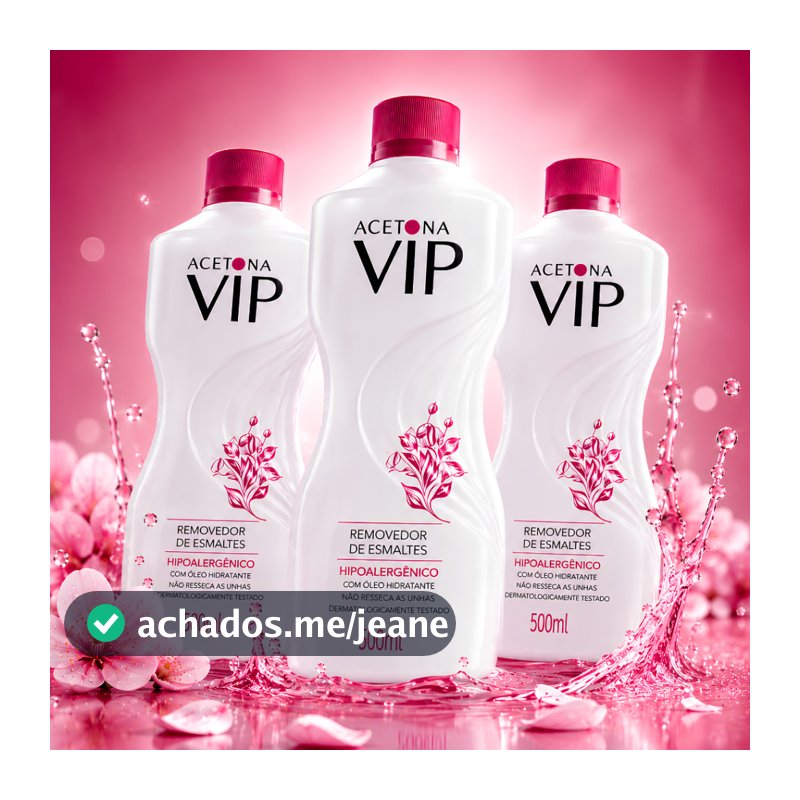 Kit Com 3 Removedor de Esmalte Vip 500ml - Hipoalergênico Acetona