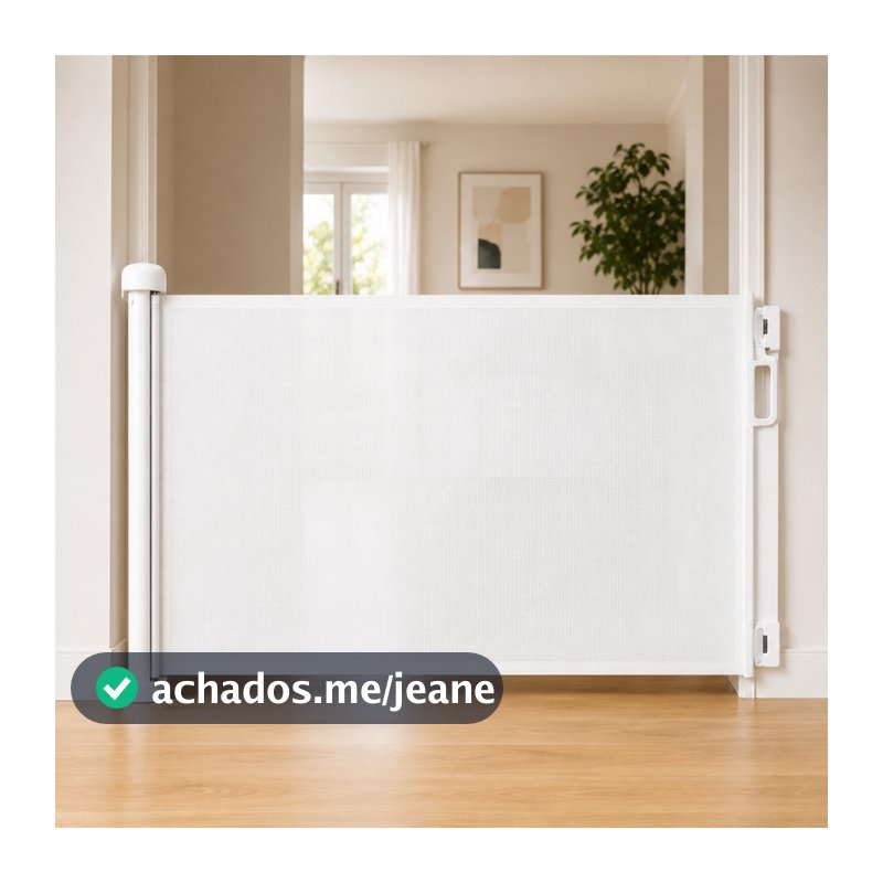 Portão Tela Segurança Bebês Pets Grade de Proteção Retrátil Koti Premium 1,5m 1,8m 3m Branco Preto Rosa Escada Corredor