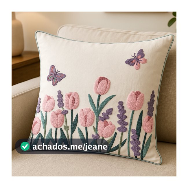 Almofada Decorativa Bordada Luxo Casa Sofá Com Enchimento Silicone