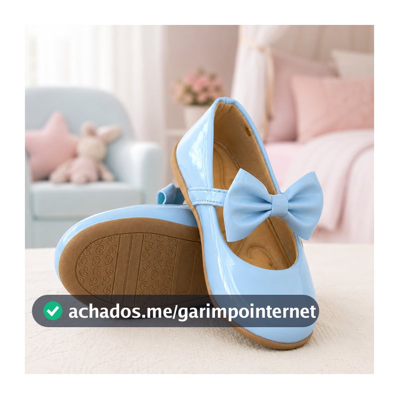 Sapatilha Infantil Menina Criança Verniz com Laço Fivela Sapato Boneca Festa 20 ao 27