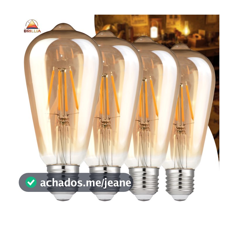 Lâmpada Filamento LED ST64 4W  E27 Âmbar Estilo Retrô Vintage Luz Quente Edison Bivolt