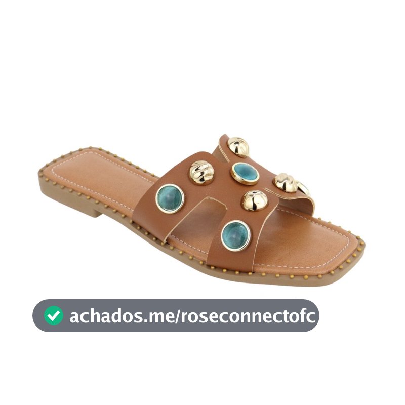 Sandália Rasteira Feminina Confortável Rasteirinha Leve Antiderrapante Casual H Pedra Azul