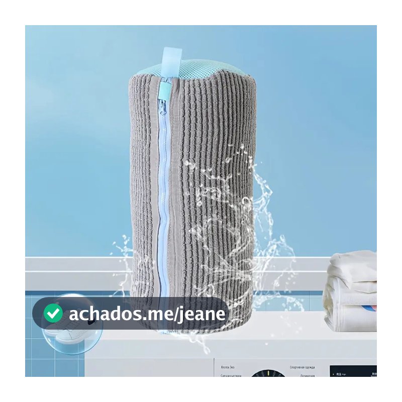 Saco de lavar sapatos para máquina de lavar roupa (cinza, 1 peça)
