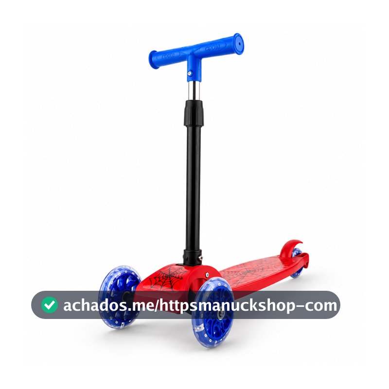 Patinete Infantil Spider 3 Rodas Dobrável Guidão Ajustável 3+ Anos - Vermelho e Azul