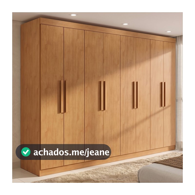 Guarda-roupa Casal Easy Slim 8 Portas Amendoa Clean