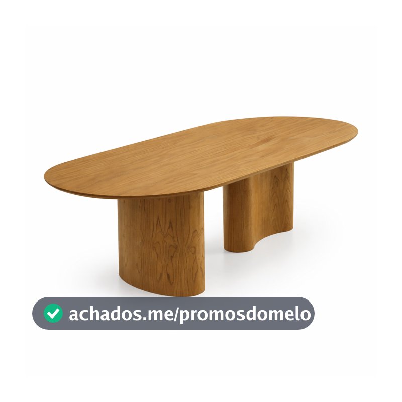 Promoção Mesa Jantar Oval Madeira Base Organica 220cm 10 Lugares Tampo Laminado Rústica Gourmet