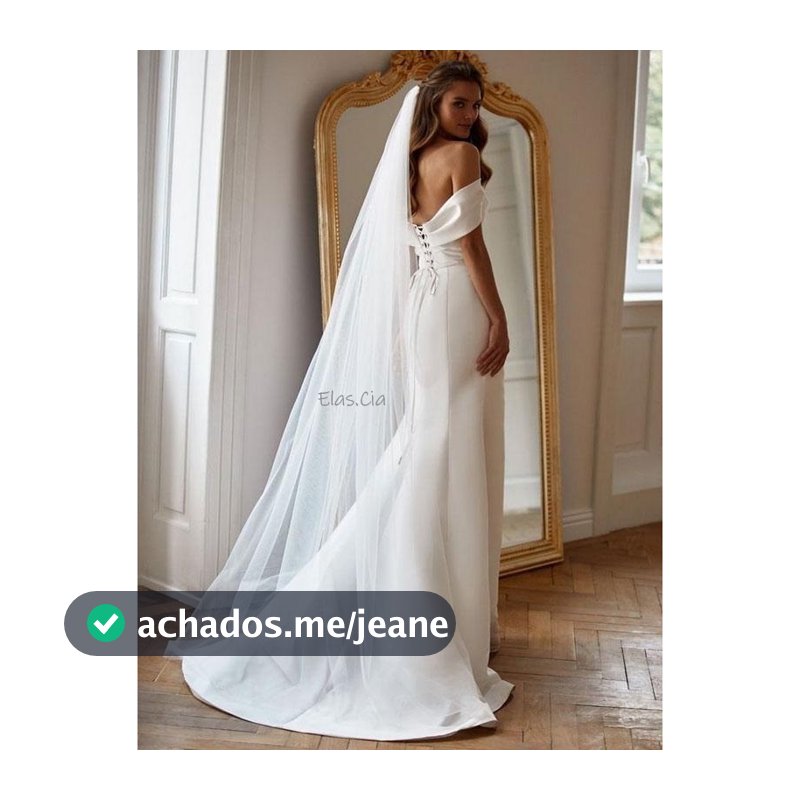 Véu de Noiva 2 Metros Tule Branco ou Off white com alças Casamento - Elas.Cia