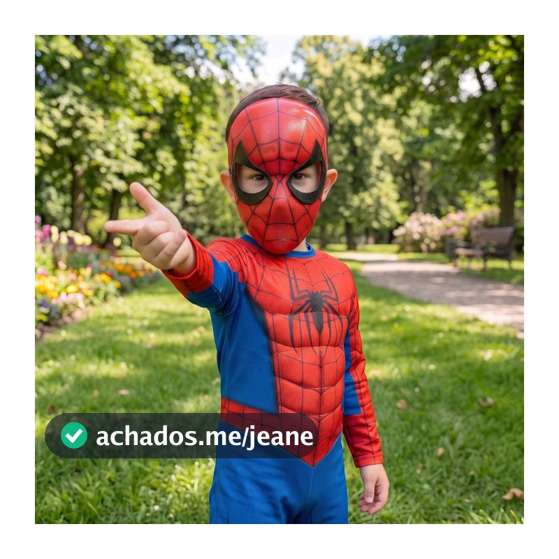 Fantasia Infantil Homem Aranha Longa Com Músculos E Mascara De Plástico Herói Envio Rápido