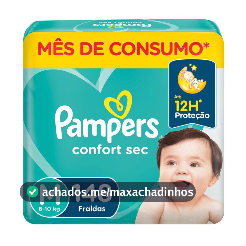 Fralda Pampers Confort Sec Jumbo Plus M com 148un