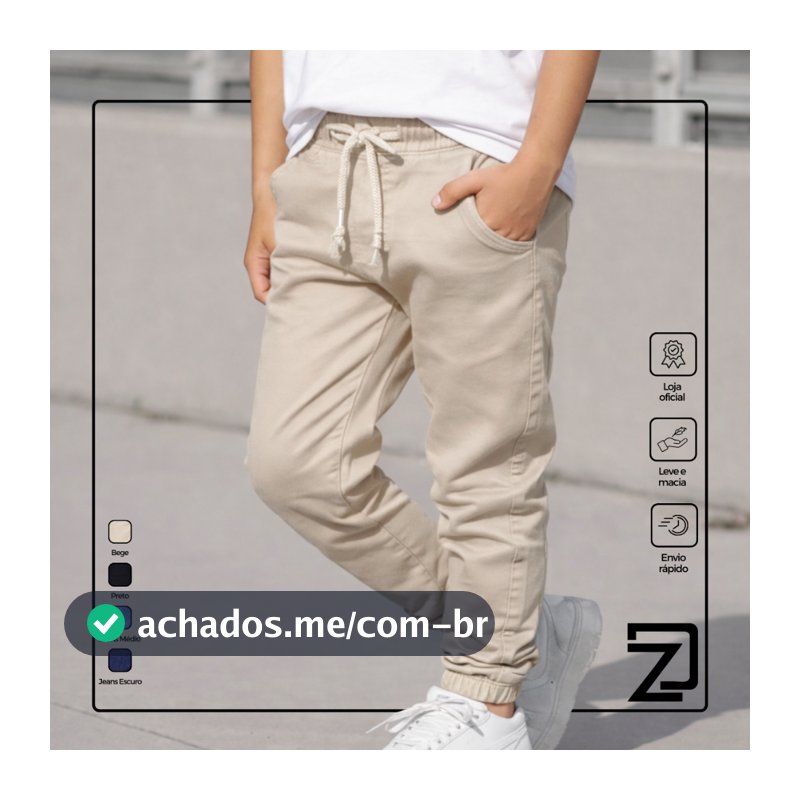 Calça Infantil Jogger Jeans Sarja Punho Elástico Menino
