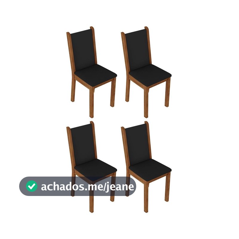Kit 4 Cadeiras de Jantar 4291 Rustic/Preto Madesa