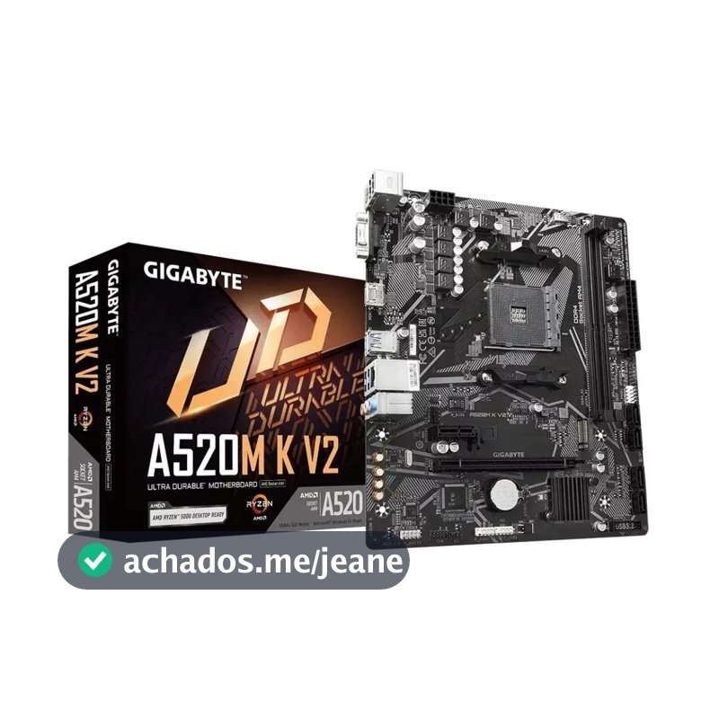 Placa Mãe A520m K V2 Amd Am4 Matx Ddr4 Gigabyte Cor Preto (Detalhe Estetico) - Outlet