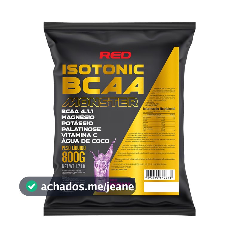 Isotônico BCAA Monster - ELETRÓLITOS EM PÓ - Red Series - Morango 800g