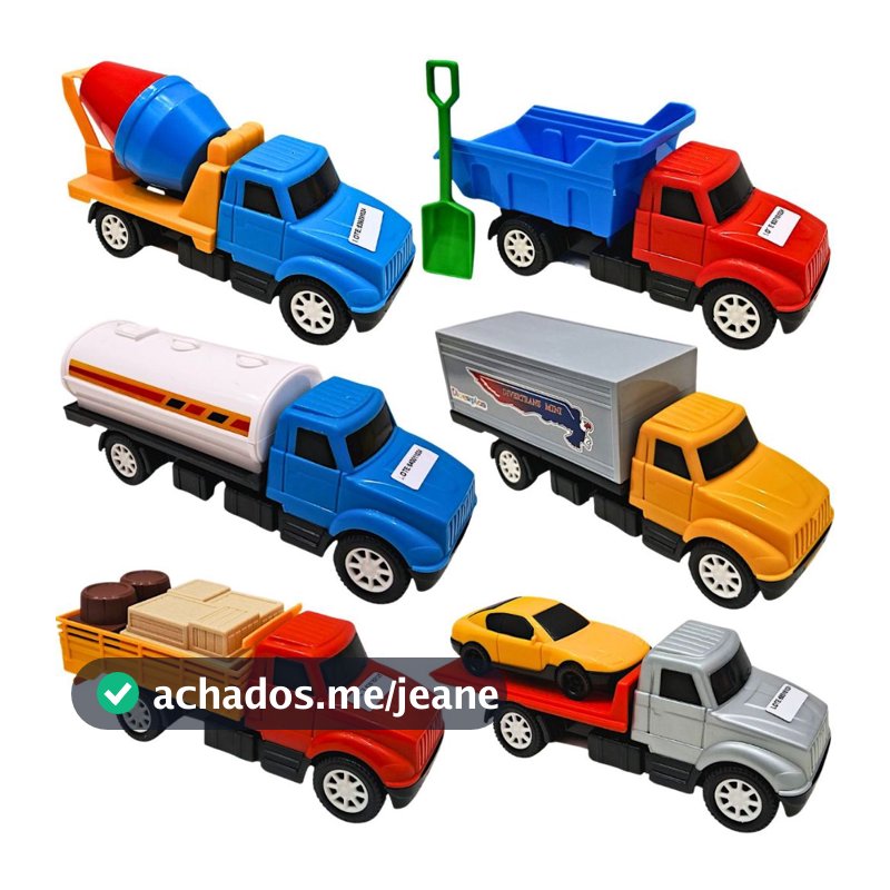 Kit 6 Caminhões Coleção Urbano Brinquedo Caminhão Betoneira Baú Guincho Tanque Caçamba Carroceria