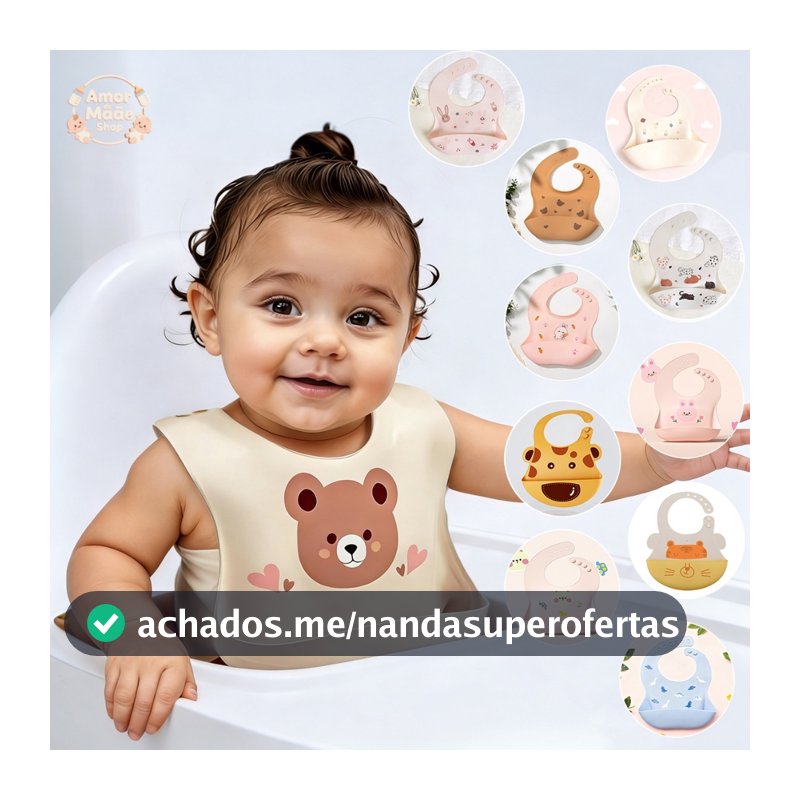 Babador Bandana de Silicone Impermeável, Coletor de Migalhas Ajustável para Bebê