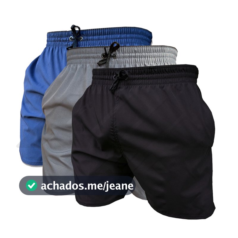 Kit 3 Short de Elastano Dry fit Bermuda de Praia Piscina e Academia