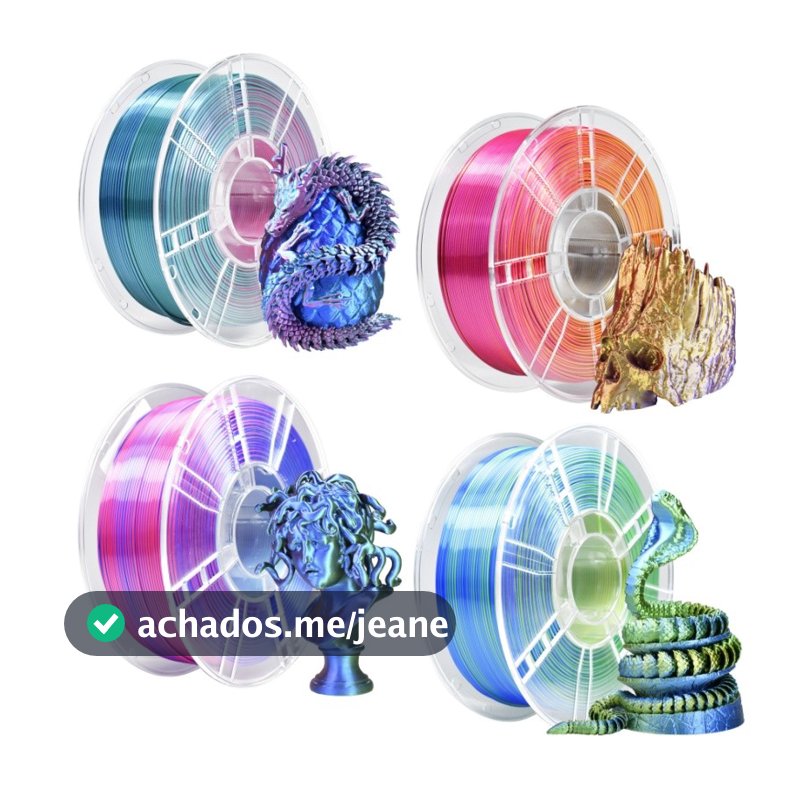 Filamento Três cores PLA Premium 1Kg 1.75mm para Impressão 3D Alta Qualidade Profissional em Diversas Cores