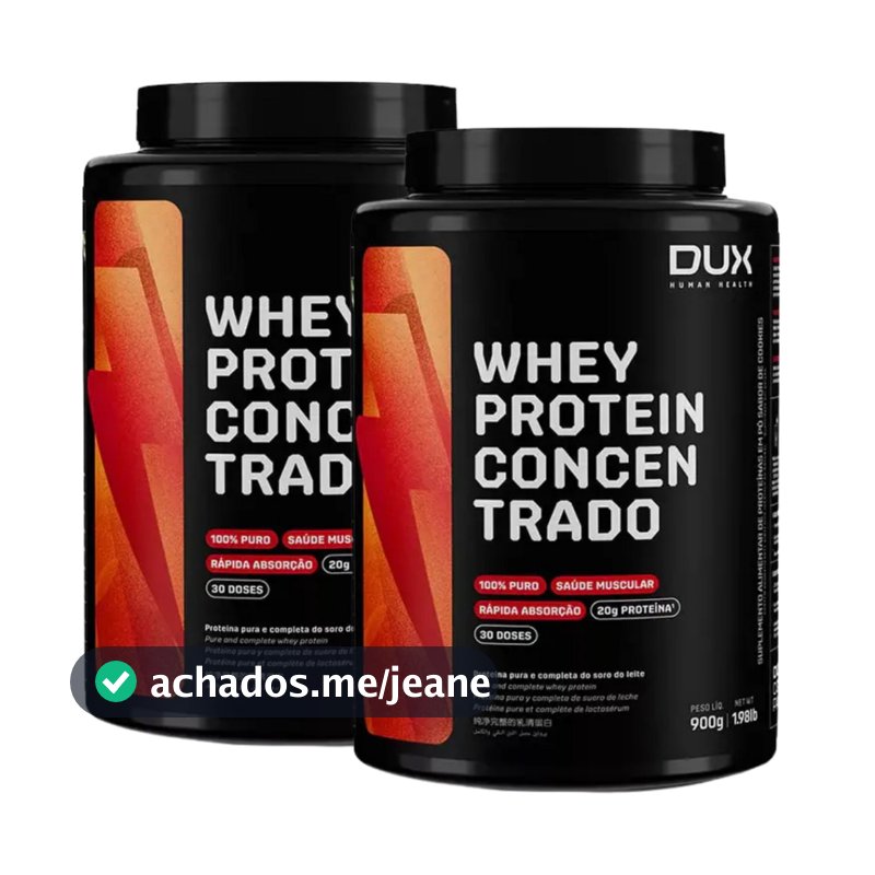 KIT 2 WHEY 100% PROTEIN CONCENTRADO POTE 900G - DUX HUMAN HEALTH
