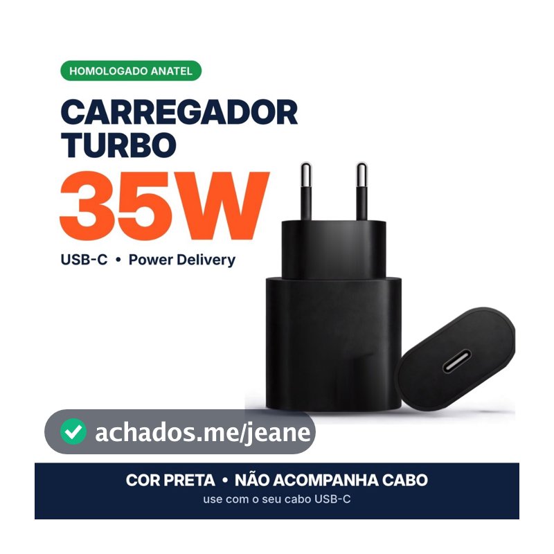 Carregador H'maston LR15-4 Turbo 35W USB-C PD Fonte Carga Rápida Preto