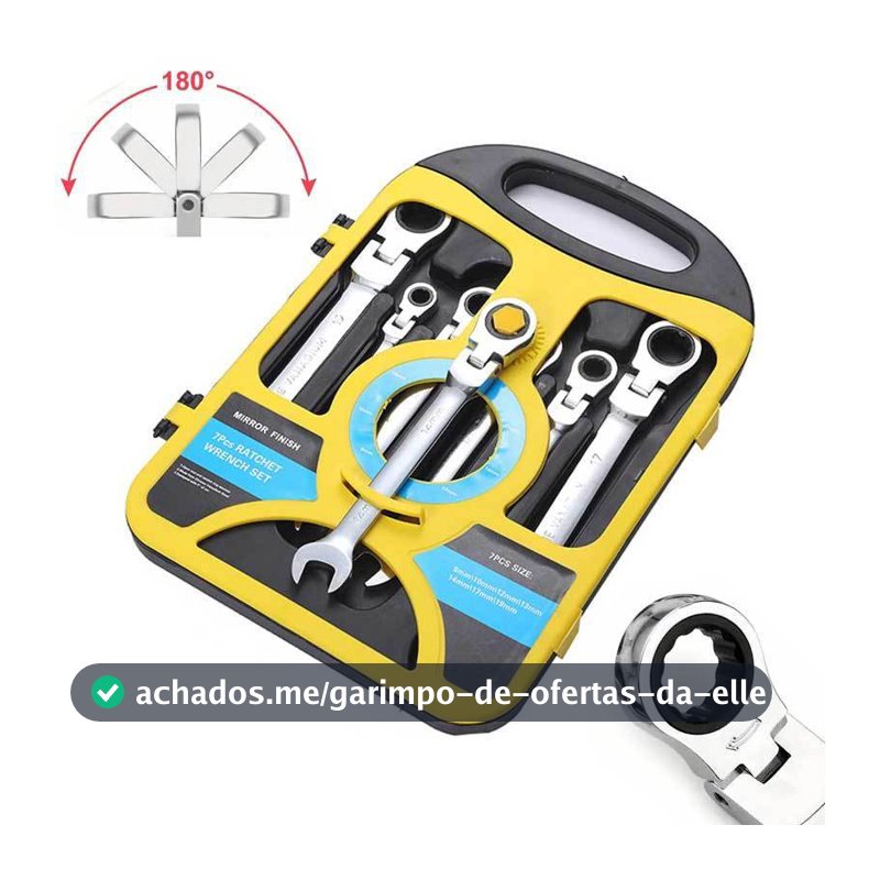 Jogo Chave Ferramenta Combinada Catraca Boca Profissional 7 Peças