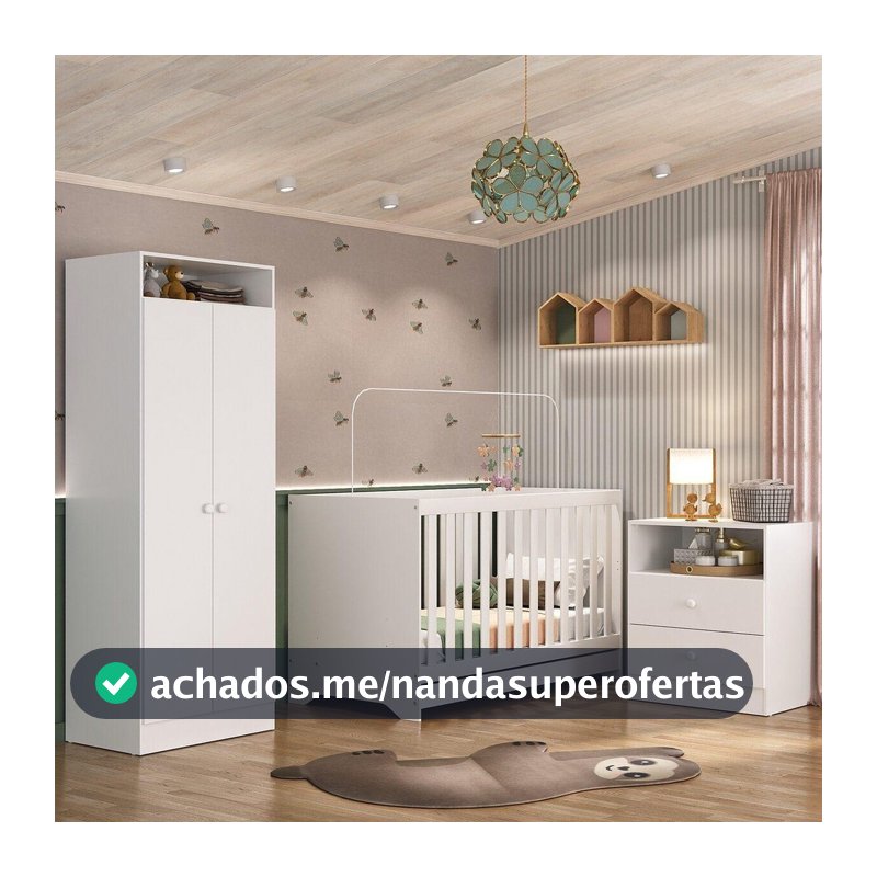 Quarto de Bebê Infantil Completo Encanto Multimóveis Branco