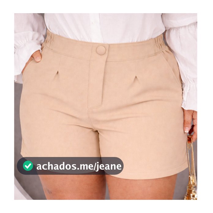Short Plus Size Feminino Alfaiataria Elegante Botão Coberto Elastico  Moda Casual Verão Moda Plus Size Short