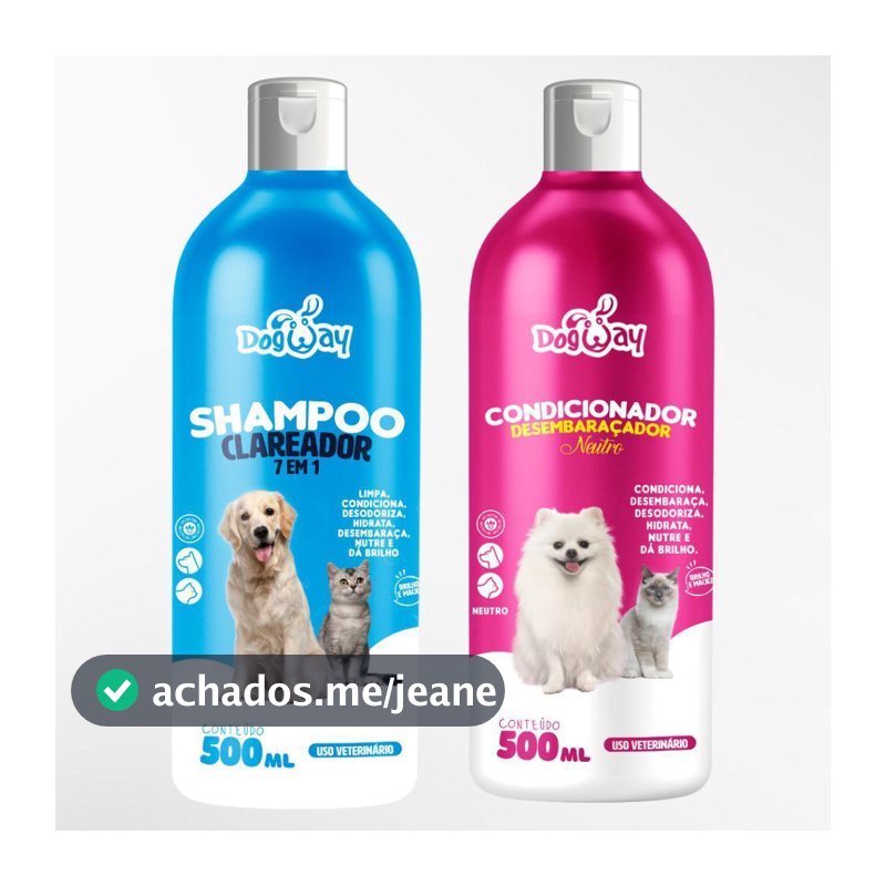 Kit Shampoo Branqueador + Condicionador Desembaraçador de Pelagem Cães E Gatos - Banho e Tosa