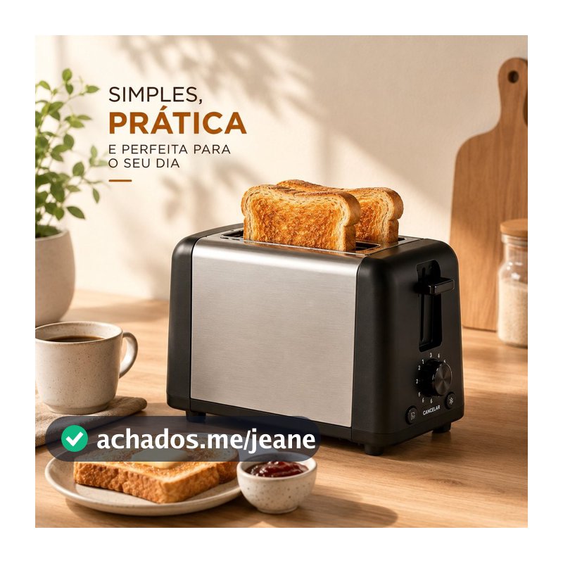 Torradeira Elétrica 2 Fatias com Controle de Temperatura e Bandeja Coletora de Migalhas