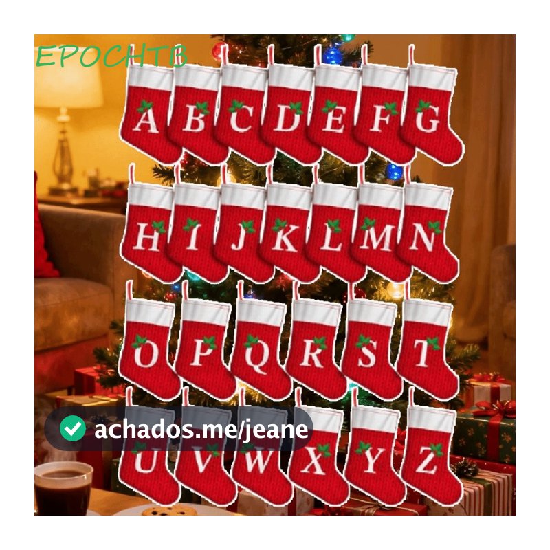 Meias Do Alfabeto De Natal EPOCHTB , Fofas De Letras Vermelhas Az , Pingente Engrossado Pendurado Enfeite De Árvore
