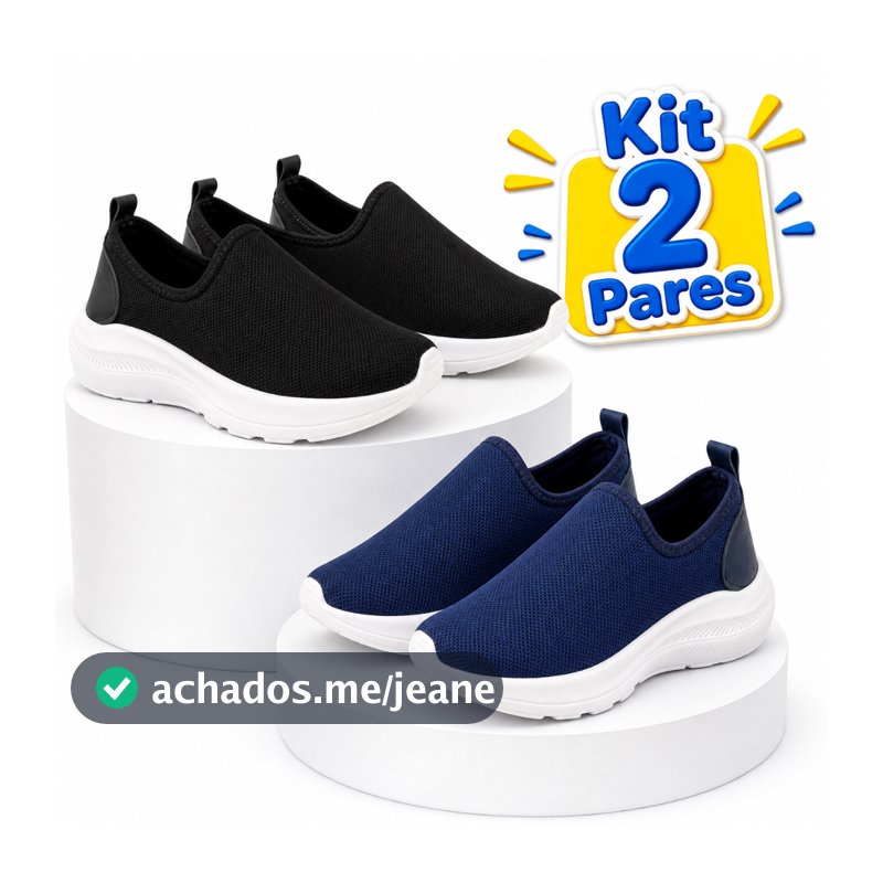 Kit 2 Pares Tênis Meia Infantil e Juvenil Calce Fácil Menino Menina Macio 20 ate o 33 Para Criança