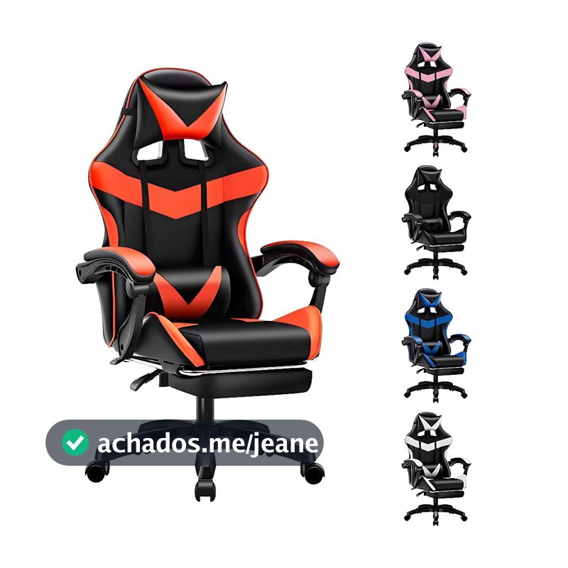 Cadeira Ergonômica para Gamer Rosa - Reclinável, Com Rodinhas e Apoio Plantar, Conforto Máximo F19