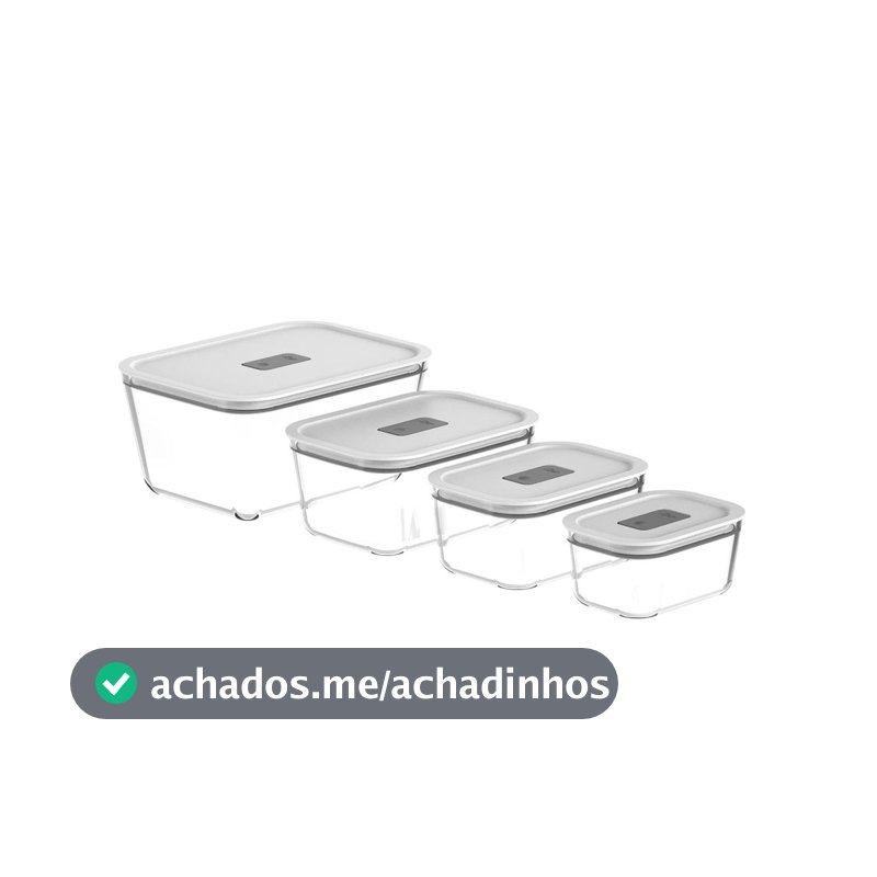 Kit de potes de vidro hermético Ou 4 peças Linha Fresh Lock - Branco