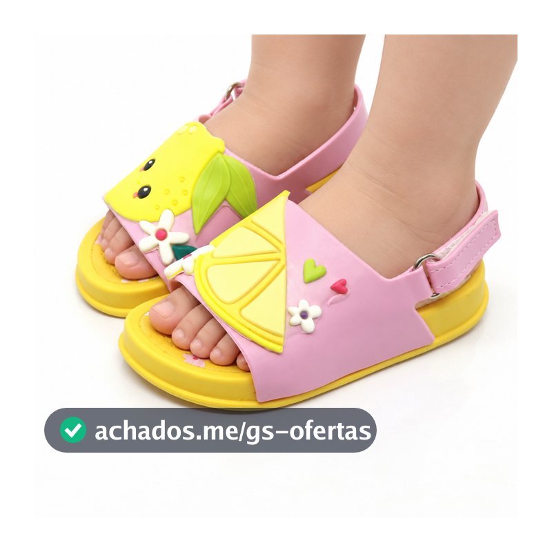 Sandália Infantil Menina Plugt Blogueirinha Confortável Limão Amarelo Rosa Claro Verão Escola Moda Praia
