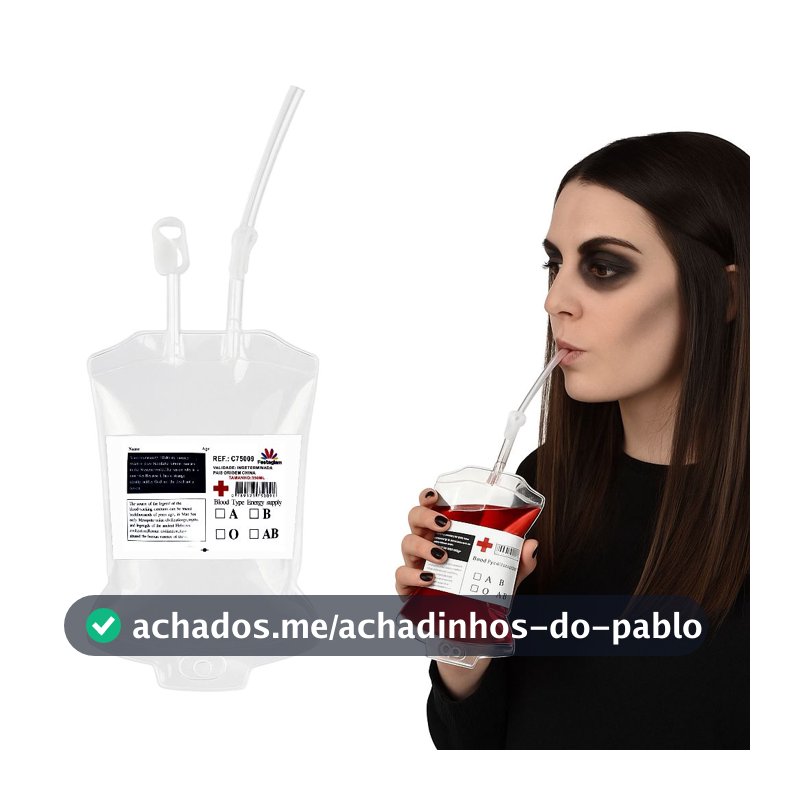 Kit 5 Bolsa de Sangue Vazia Para Halloween Reutilizável Para Festas Decorações Vampiro Festa Terror
